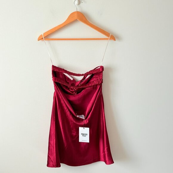 Princess Polly Shellie Satin Strapless Mini Dress NWT Red Size 6 - Picture 8 of 10